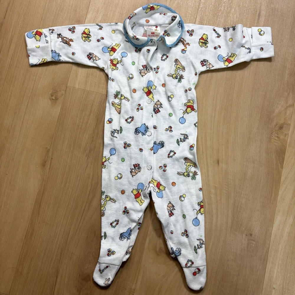 Vintage Walt Disney Winnie The Pooh Baby Romper Newborn Eeyore 70s Collar